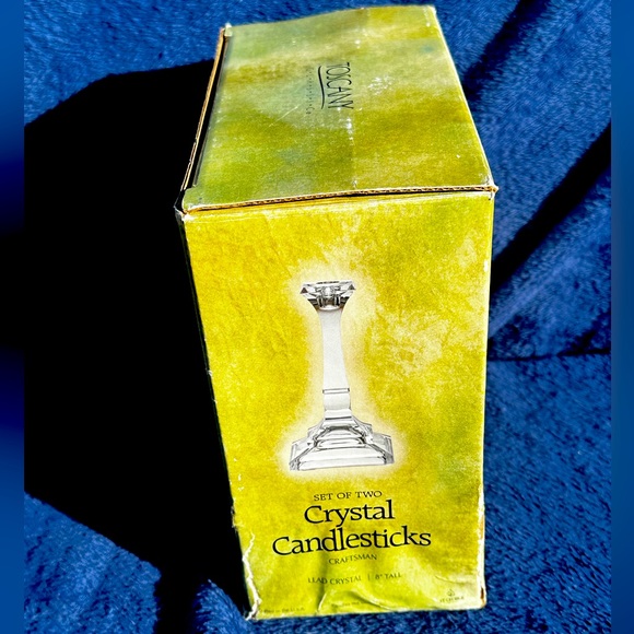 Toscany St. George 24% Lead Crystal 8" Candlesticks USA Cut Glass vintage - Picture 15 of 16